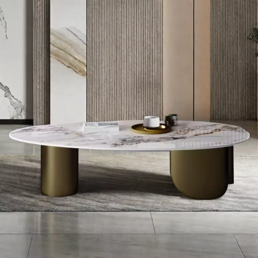 big vintage stone center stainless steel designer bedroom black marble brass metal coffee table