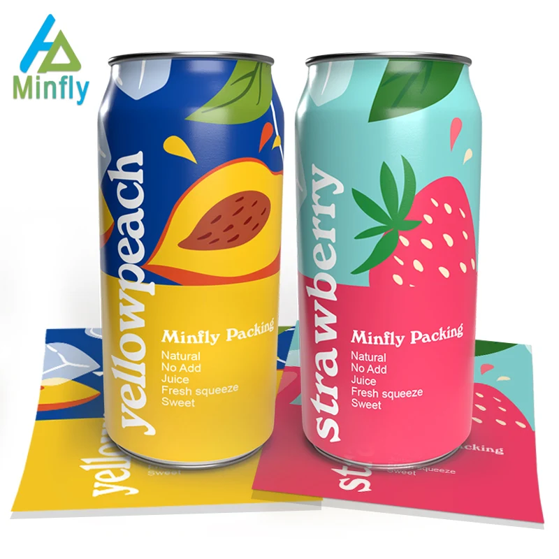 Minfly Digital Design Printing Custom Heat PVC PET Wrap Shrink Sleeve Label Roll Beer Cans/Juice Bottle Shrink Label