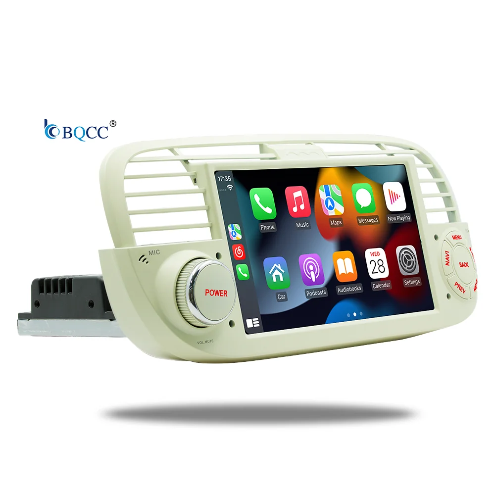 BQCC 1Din 7-дюймовый четырехъядерный, 8-ядерный, Android 13, автомобильный радиоприемник с поддержкой carplay, Android Auto, AHD, Wi-Fi, GPS, BT, USB, Автомобильный плеер для Fiat 500