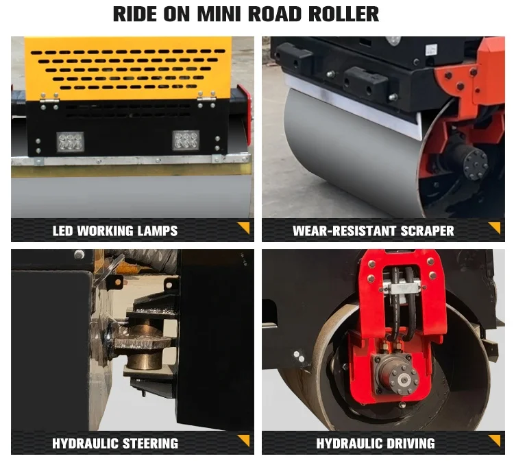 Ride on type vibratory efficient drum mini road roller for sale