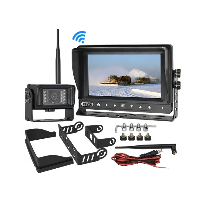 7' 2.4GHz Digital Wireless Waterproof Backup IR Camera System With Rearview LCD Monitor