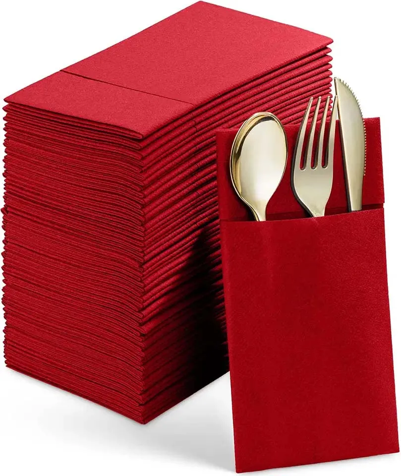 Cloth Like Paper Napkins Disposable Cutlery Pocket Sleeve Napkins Air laid Napkins