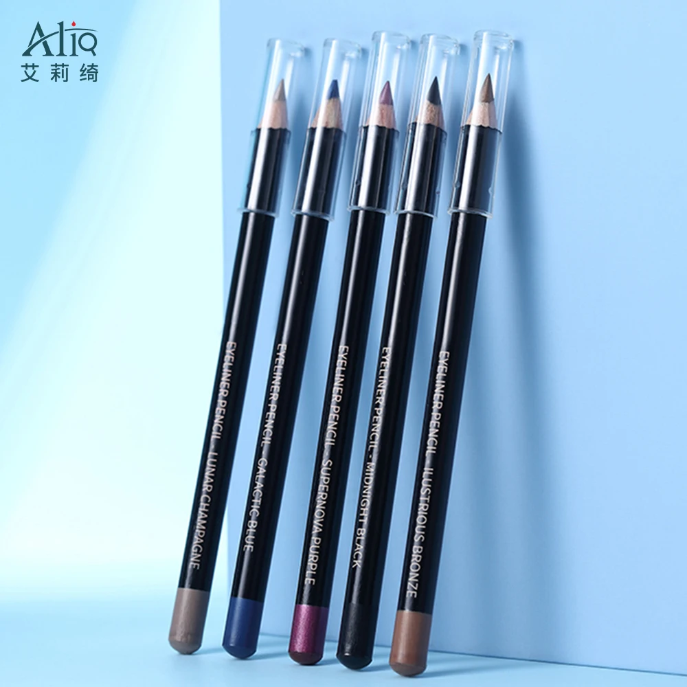 Customize Waterproof Quick Dry 5 Colors Wooden Stamp Gel Eyeliner Pencil Natural Star Galaxy Eyeliner Gift Set With Sharpener