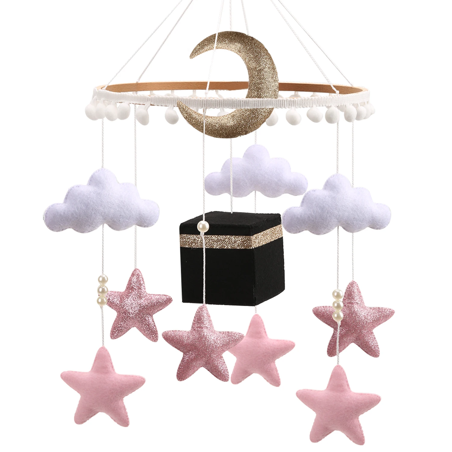 Мусульманская детская Кааба мобильный исламский Декор розовая Мобильная религиозная кроватка