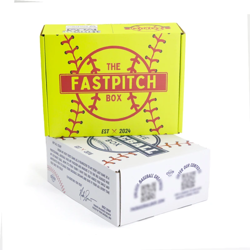 Custom colorful printing mailer boxes in different sizes for fastpitch ball packaging with logo
