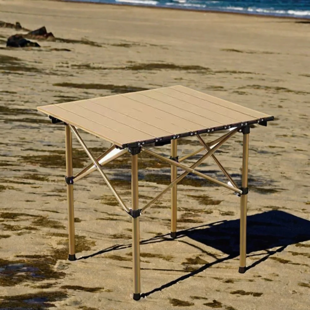 Outdoor Portable Folding Metal Egg Roll Table Modern Design Aluminum Camping Picnic Table for Barbecue Road Trips