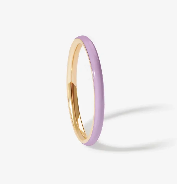 New Arrived Pink Enamel Trendy 925 Sterling Silver Stacking Solid Gold Plated Rings for Women