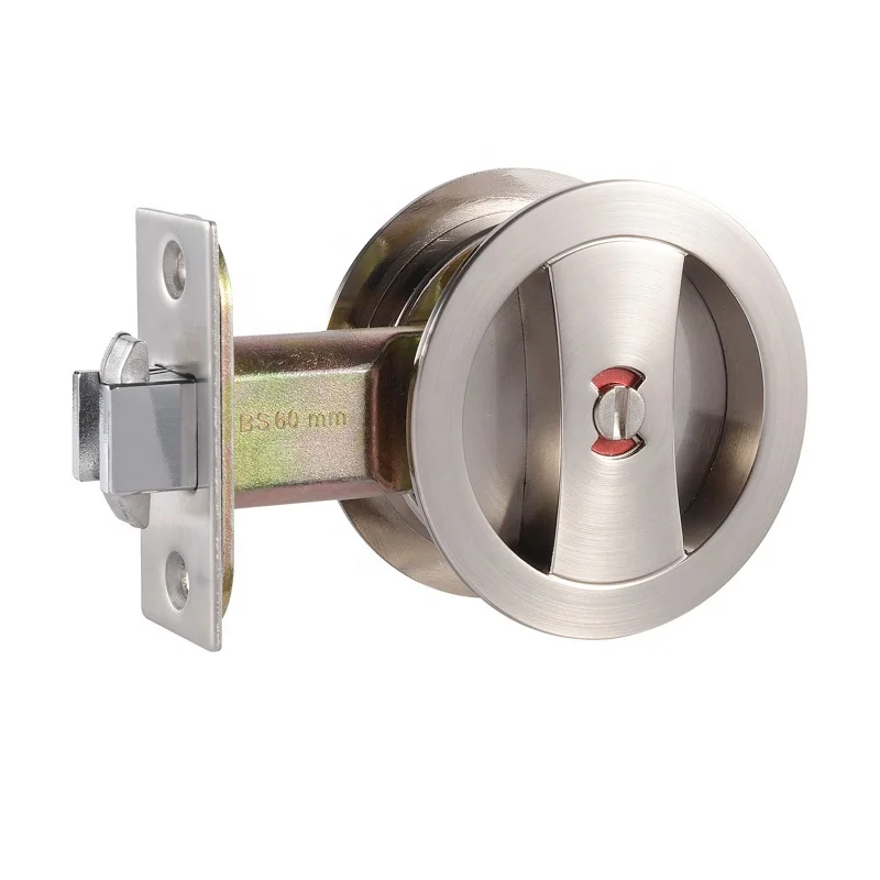 Concealed Mounting Screws Wooden Round Cavity Sliding Privacy Pocket Door Lock