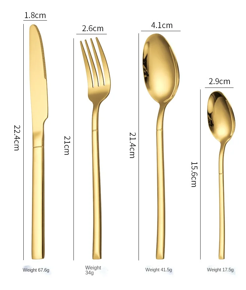 Piece Nordic Set Pcs Rose Gold 304 Tableware Christmas Color Laguiole 24 Cutlery