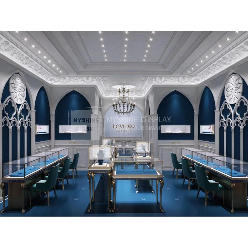 Myshine  Luxury Jewelry Shop Display Counter Store Furniture Jewelry Shop Interior Decoration Design