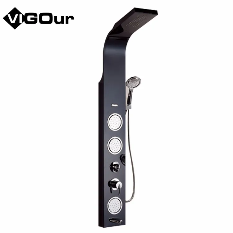 304 Stainless Steel Shower Panel Smart Thermostat Rainfall Shower Set Led Home Shower With Massage Flow