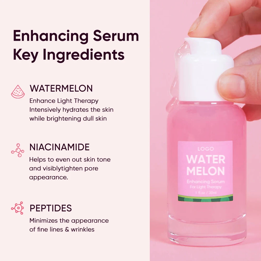 Oem Peptides Facial Device Serum Anti Wrinkles Hydration Enhance Light Therapy Microcurrent Conductive Watermelon Face Serum