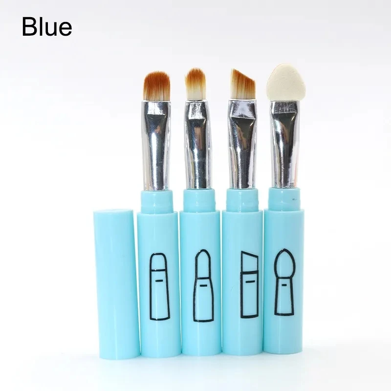Stitch 4 in 1 makeup brush Portable travel Eye shadow brush Eyebrow brush Multifunction mini Beauty Tool with Cover