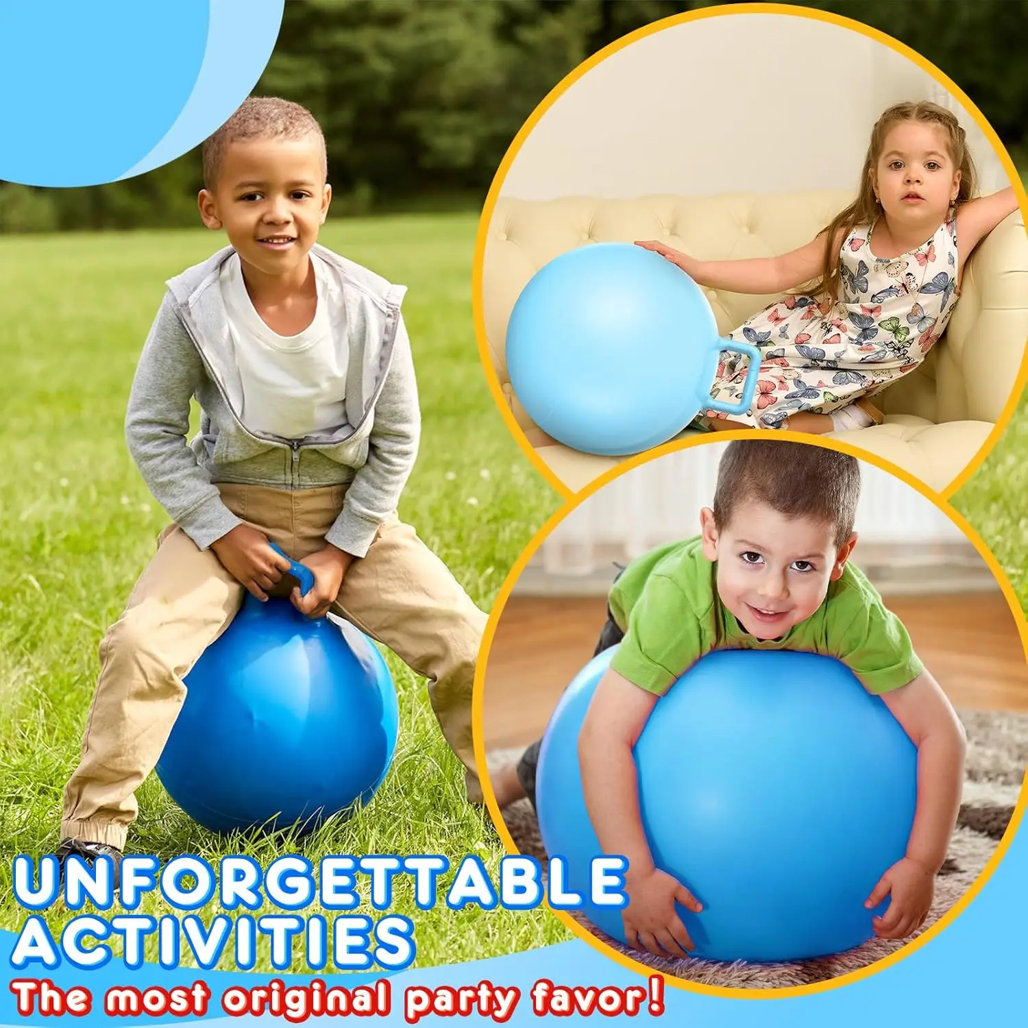 Hopper Ball 18 Inch Outdoor Bouncy Balls with Handles and Air Pump Jumping Hopping Ball for Sports School Games Exercise Factory