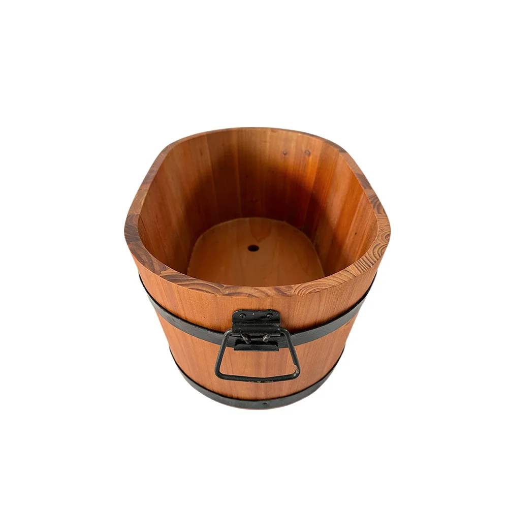 Hot sale products seed flowerpot creative balcony bonsai wooden cask flowerpot with plant