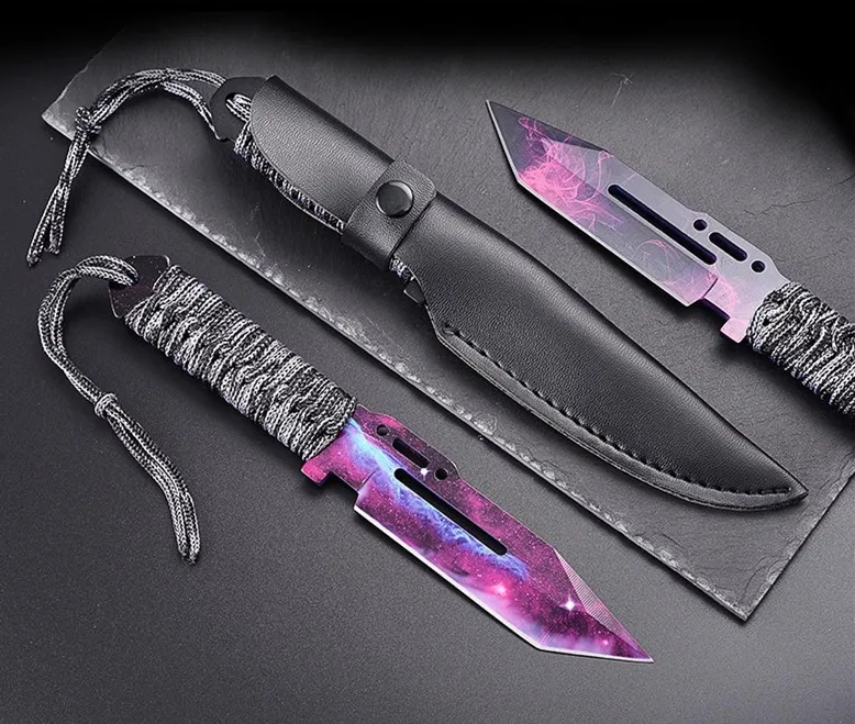 Tie Rope Stainless Steel Handle Outdoor Straight CSGO Knife Portable Hunting Survival Knife