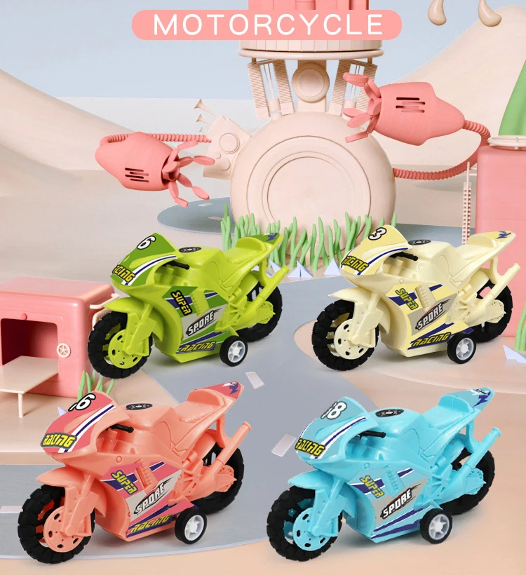 Wholesale Plastic Pull Back Toy Simulation Motorcycle Model for Kid