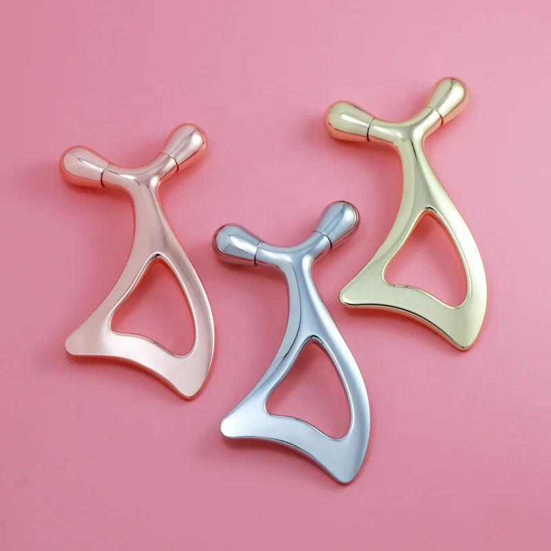 New Style Facial Scraping Massage Tool Acupuncture Gold hole Metal Gua Sha