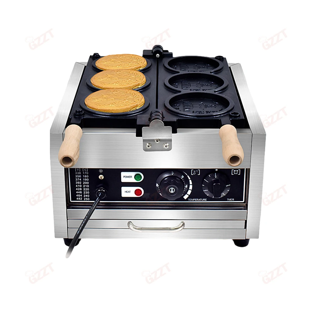 Electric Crispy Cheese Waffle Maker 3 4 Pieces Commerical Coin Waffle Maker Machine Gas Custom Korean Japanese Round Wafer Maker