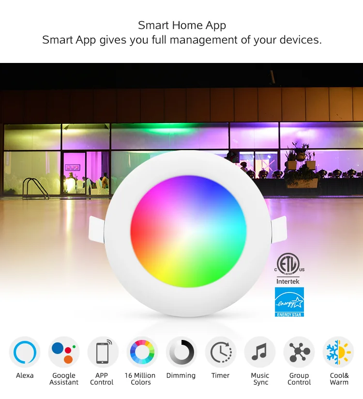 ETL 10w 14w RGB round ultra thin triac dimmable led downlight panel led light led panel light