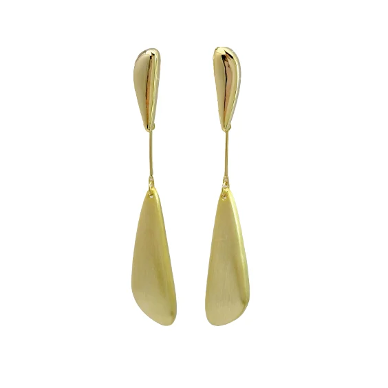 Wholesale High-end Elegant Tassel Geometric Gold Earrings 18k Matte Shiny Copper Women Arabic Gold Earring Designs