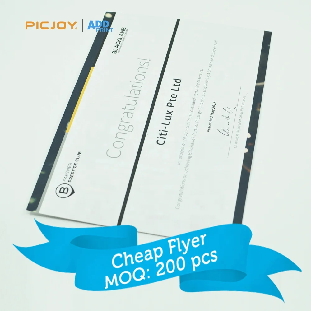 Плотный сертификат печати карт размера A4 с долговечным матовым ламинированием