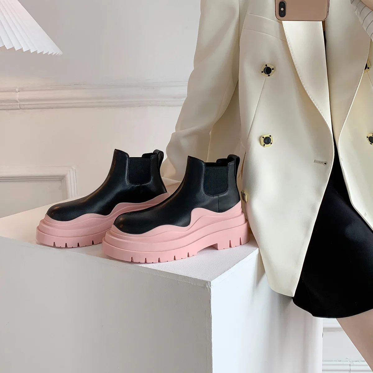 2021 New Autumn Winter British Style Thick Sole Martin Boots For Women Chelsea