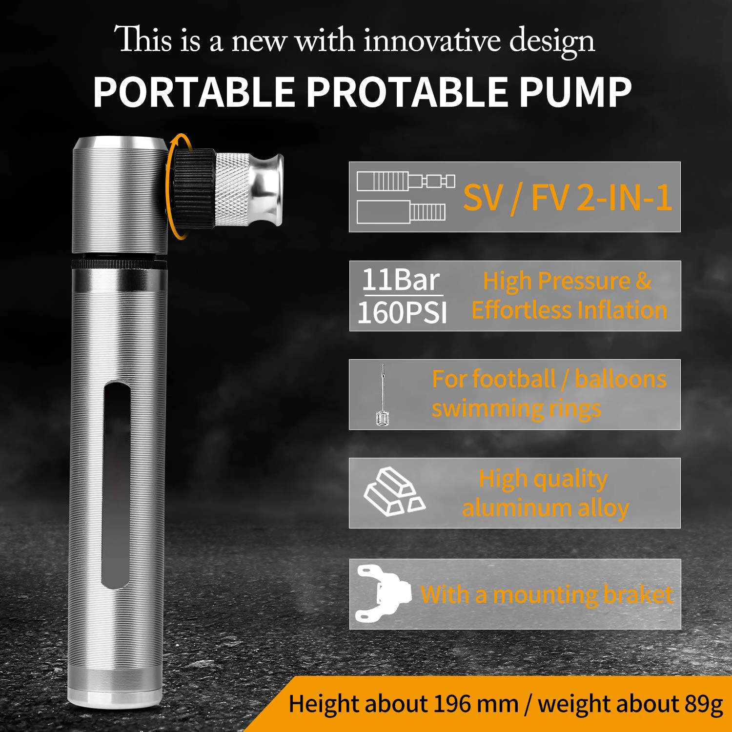 Hot Sale Portable Mini Mountain Bike Hand-Operated Air Pump Convenient Bicycle Accessories Pump