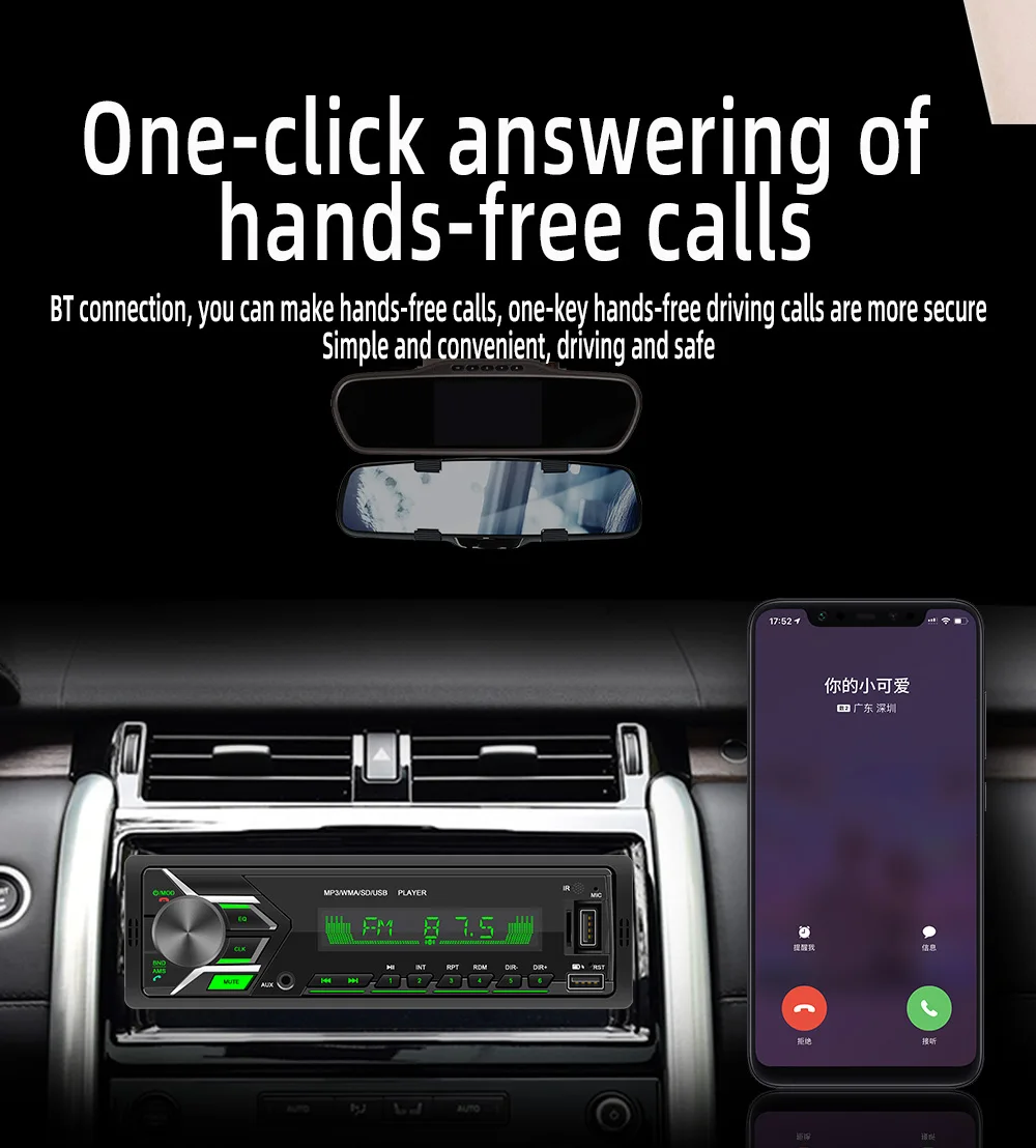 Low Price Multidunction Auto Stereo Radio With BT Handsfree Car MP3 Player For 503 1Din Car Radio Player