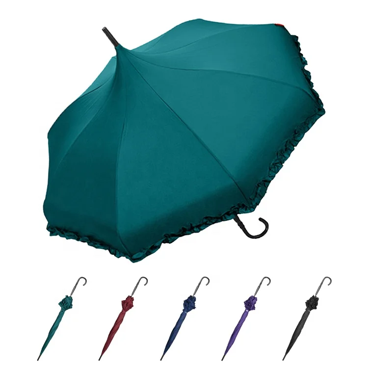 China Factory Wholesale 21 Inch Plastic Handle Straight Gothic Umbrella With Logo Prints