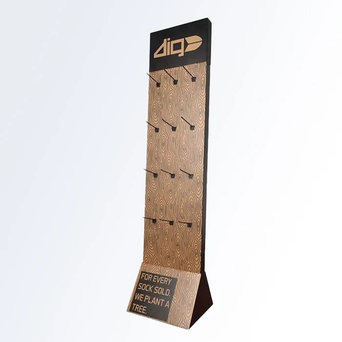 Free Standing Custom Cardboard Display Stand with Hook Plastic Glass Wood Material for Accessories POP & Counter Model Number