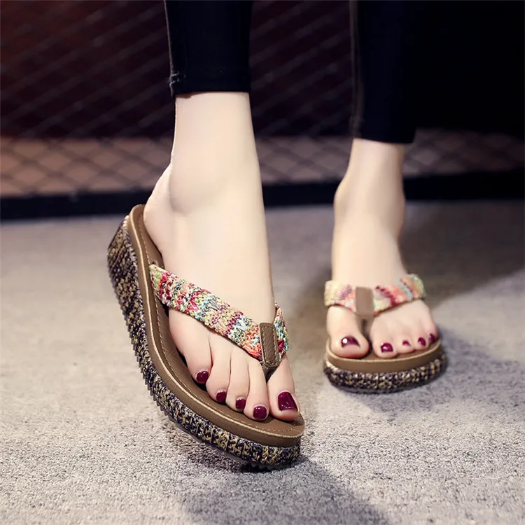 Comfortable Cheap Wholesale Wedge Heel Flip Flop Women Summer Flip Flops Flip-Flops Slippers Shoes