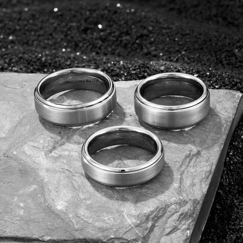 Ouyuan Jewelry Wholesale 8mm Tungsten Ring Men Women Fashion Engagement Wedding Band Antlers Turquoise Koa Wood Inlay