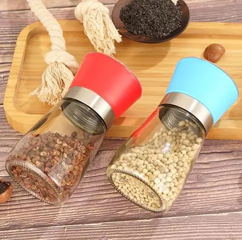 Регулируемая стеклянная мельница для соли и перца, банки для специй вручную