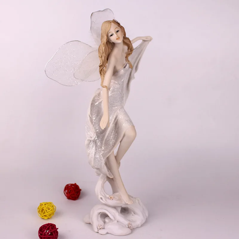 Factory supplier fancy fairy garden accessories outdoor floral decoration polyresin dancing girl fairy figurine sculpture