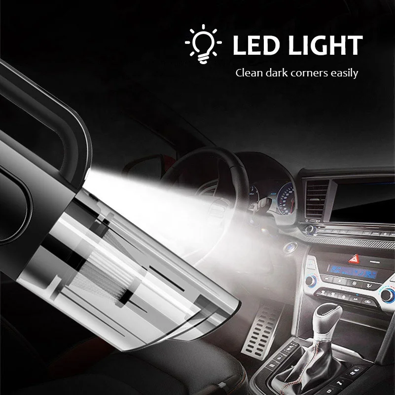 4-IN-1 Portable Car Vacuum Cleaner with Air Compressor Pump DC 12V Tire Inflator for Cars, Handheld Car Vaccum with LED Light