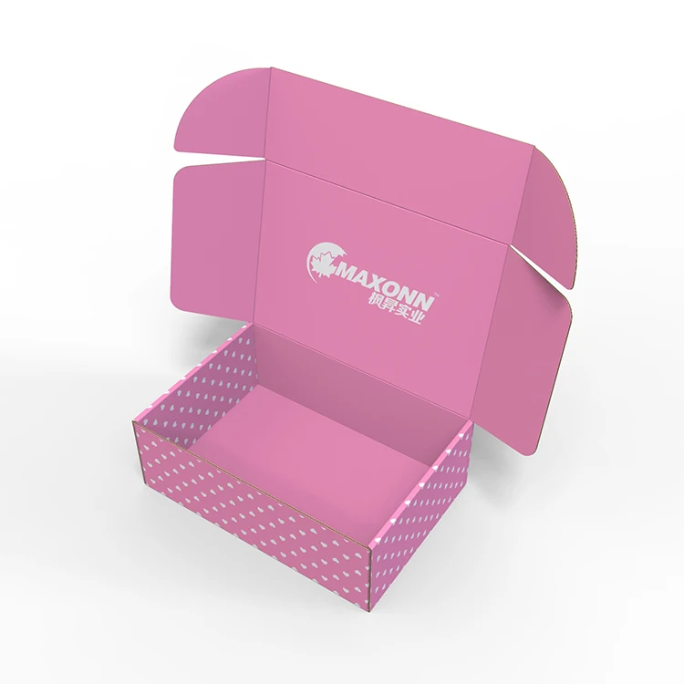 
Wholesale corrugated luxury paper pink cosmetics skin sare gift shipping mailer box custom logo for packing 