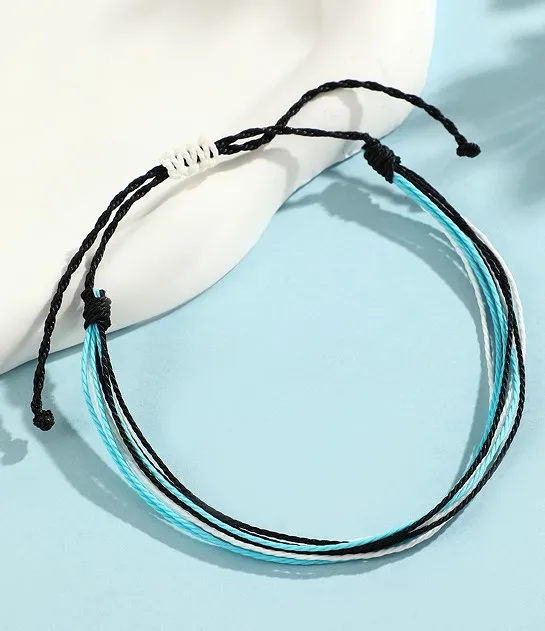 Bohemian Style Waterproof Waxed Wire Braided Anklet Bracelet