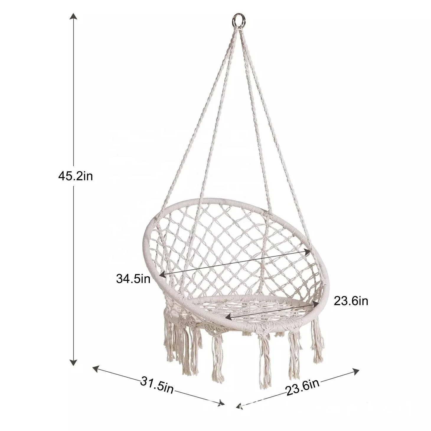 Popular on Amazon factory wholesale hanging indoor swing chair 80cm spring/autumn outing swing hanging garden chair with tassel