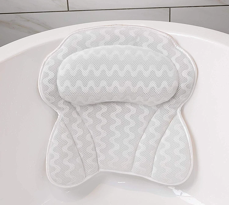 4D Air Mesh Thick Soft Bathtub Pillow Back Neck Support Pillow, Spa Cushion for Tub Relaxing Headrest Bath Pillow