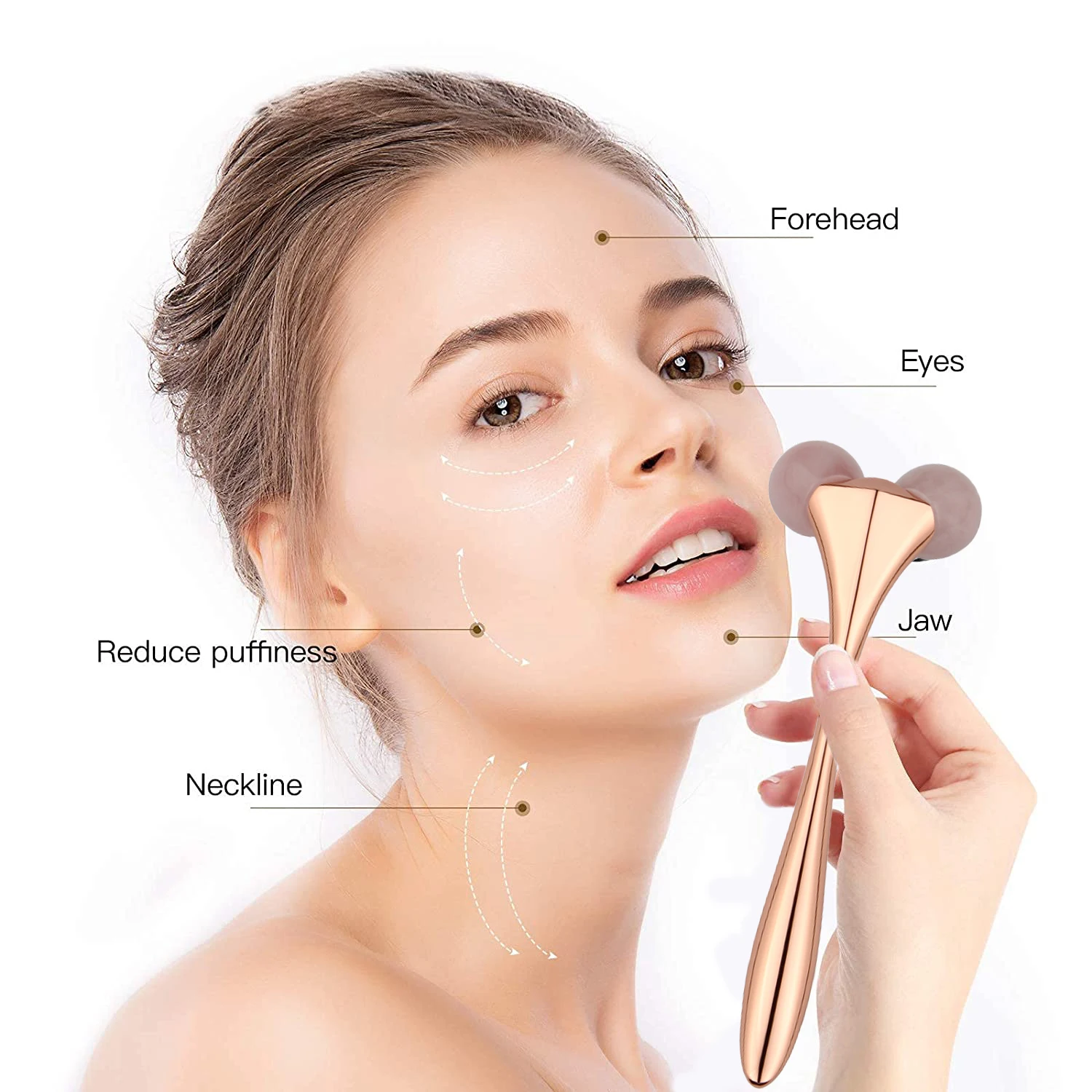 Hot Sell  Natural Stone Jade Roller Facial Massage Tool Set Face Guasha Massager Board Gua Sha Scraper 3d Jade Roller