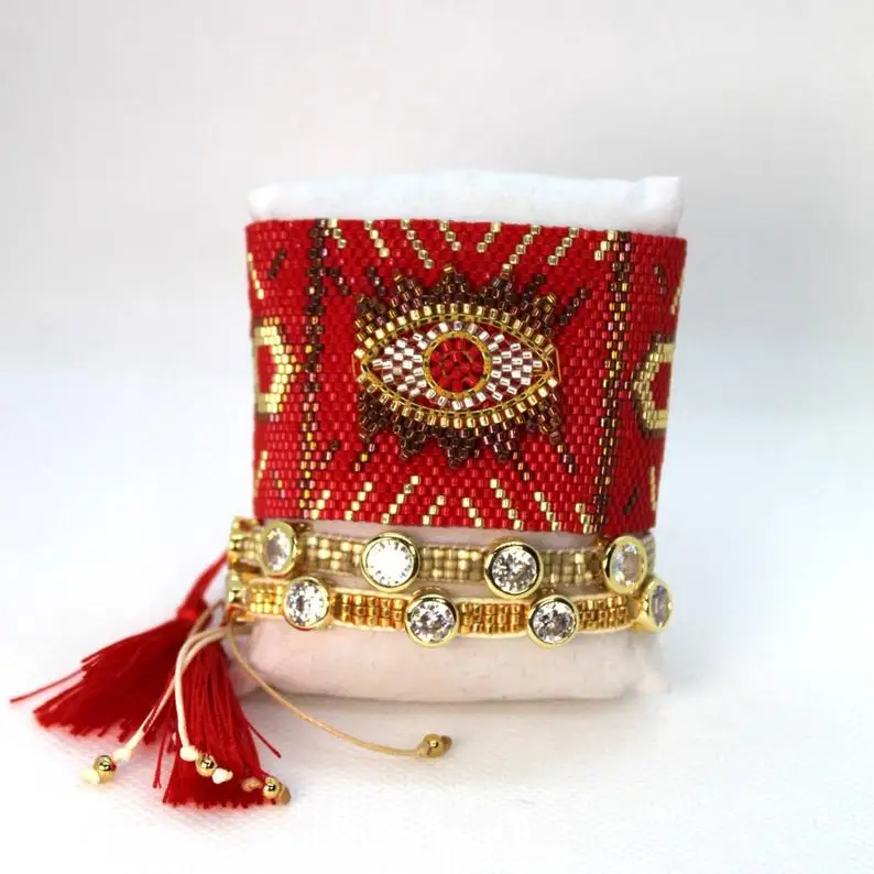 New Arrival, Miyuki Beaded Bracelet, Evil Eye Bracelet, Miyuki Tassel Braided Bracelet