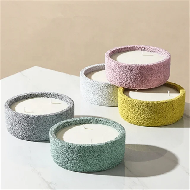 Термостойкие высокие красные, синие, черные, белые бетонные банки для свечей с круглым дном