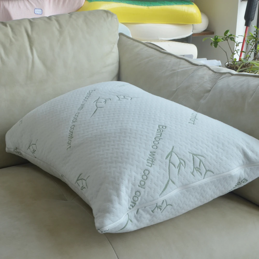 Wholesale Cuaton Shredded Memory Foam Filling Pillow Sleeping White Rectangle Bamboo Fiber Material Massage Hotel