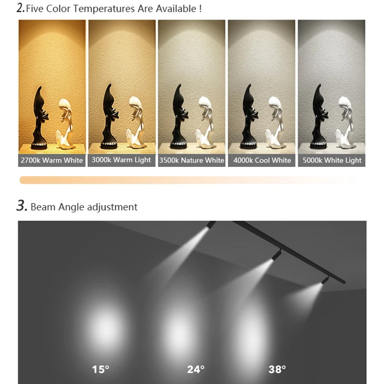 LEDOUX High Power Adjustable Rail System 3000K 3500K 4000K Indoor Lighting Track 35W 45W Track Light