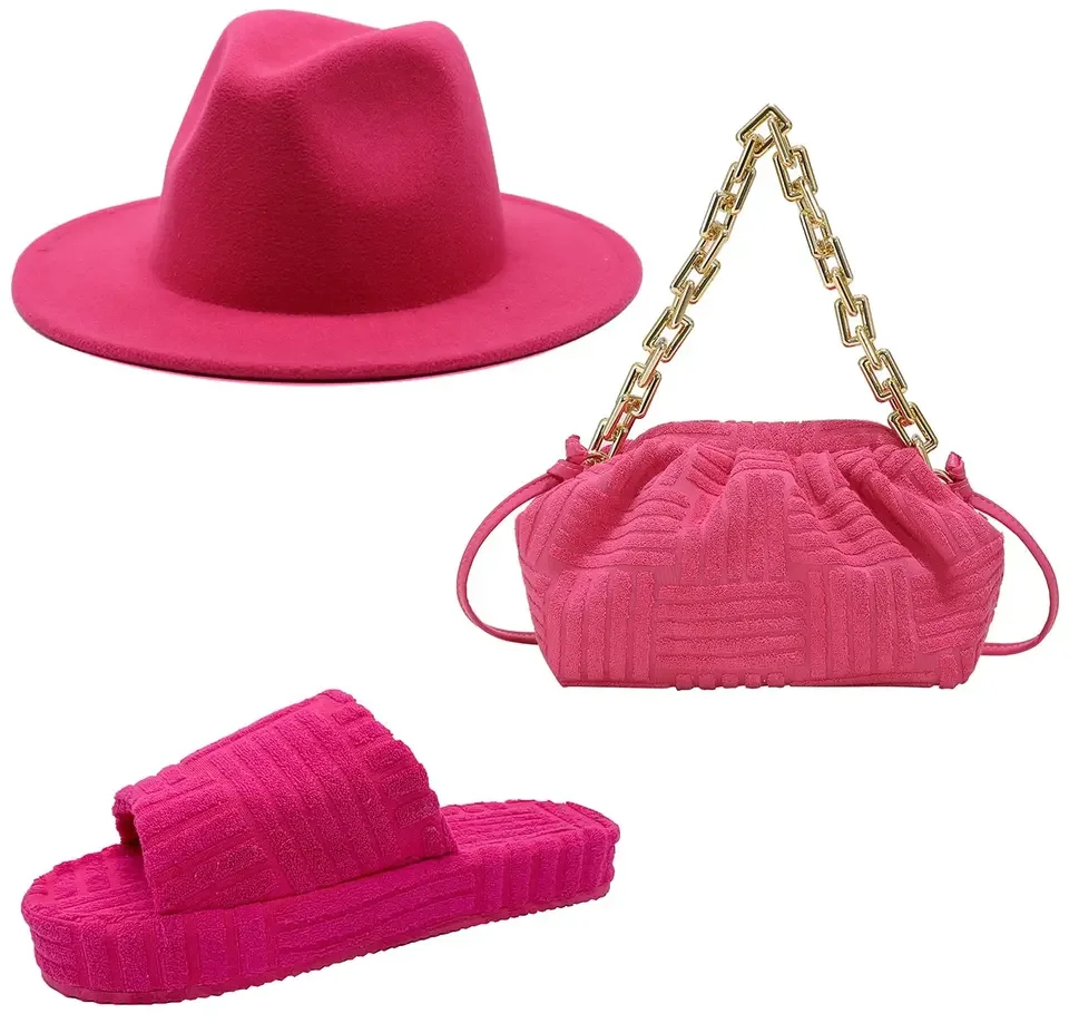 2024 New Fashion Women Hand Purse And Handbag fedora  Thick Chain Towel Purses Matching Shoes And Bags
