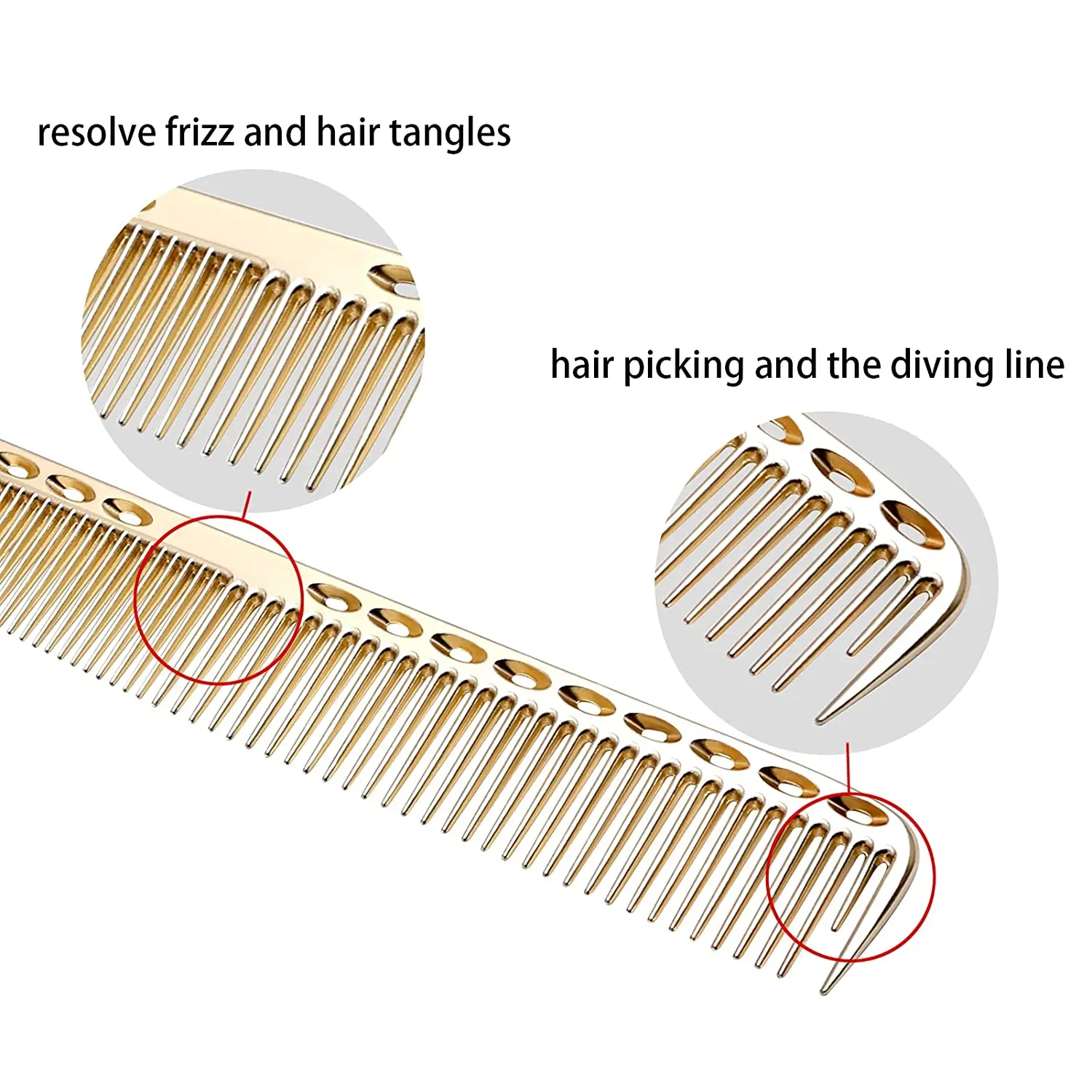 4PCS Professional Aluminum Dressing Comb Barber  Hairdresser Cutting Metal Comb Short Handle Tail Comb