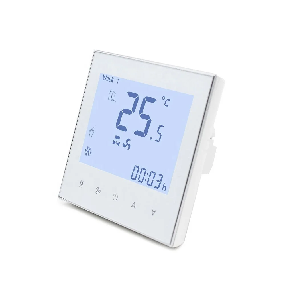 WF01 Fan Coil Unit 0-10V Modulating Modbus External Sensor Touch Screen Programmable Thermostat For Room Temperature Control