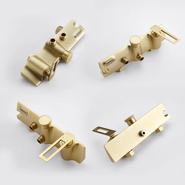 Factory Outlet Bathtub Shower Column Set copper and brass material Gold Round Bathroom Shower Faucet