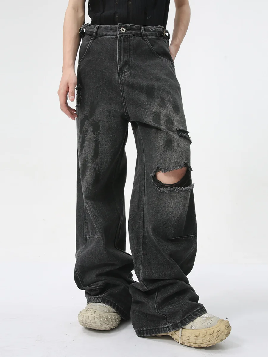 Manufacturers Custom High Quality Wide Leg Denim Hip Hop Streetwear Jeans Pants